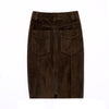High Waist Leather Midi Pencil Skirt Women