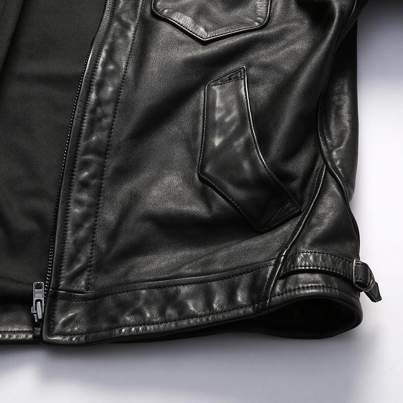 Men Full Grain Calfskin Black Leather Jacket