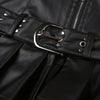 Imitation Leather Belted Mini Skirt