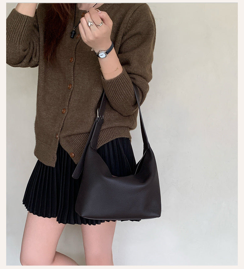 Women’s Top-Grain Leather French Hobo Shoulder Bag