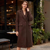 Long brown wool coat women winter outerwear
