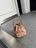 Small Quilted Leather Bucket Shoulder Bag for Women