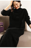 Women Cashmere Turtleneck Midi Knit Dress