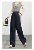 High waist wide leg linen pants for women