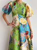Floral patchwork linen women summer dress