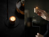 Black Wrought Iron Candle Stand with Wooden Cup – 45 cm