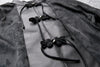 Leather Top for Women with Jacquard Sleeves and Mandarin Collar