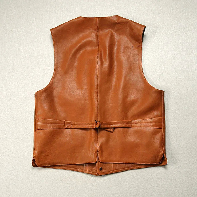 Men Leather Vest Motorcycle Biker