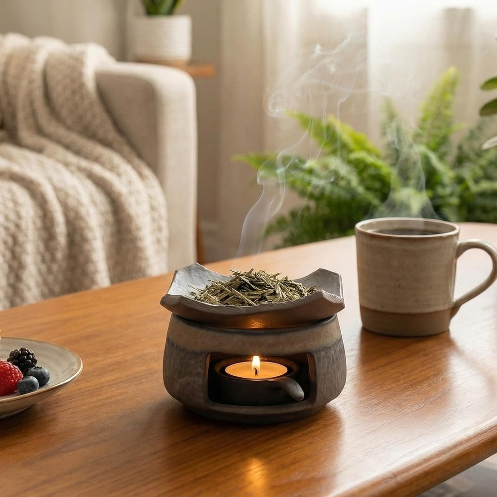 Ceramic Incense Burner with Tea Light Herb Warming Tray