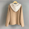 Women Cashmere Wool Hooded Sweater Zip Front Knitted Cardigan