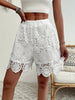 Women's lace trim mid waist straight shorts