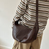 Brown Full Grain Leather Messenger Crossbody Bag for Women