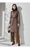 Women Brown Sheepskin Leather Trench Coat with Tie Waist