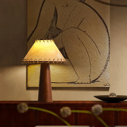 Wabi sabi wooden linen table lamp 40cm