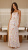 Tropical Palm Print Spaghetti-Strap Empire-Waist Maxi Beach Dress