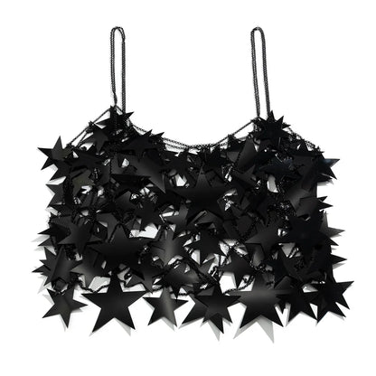 Pink Star Sequin Chain Mesh Festival Outfit Set