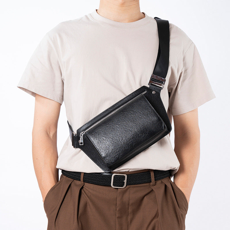 Men's Small Leather Chest Bag with Strap