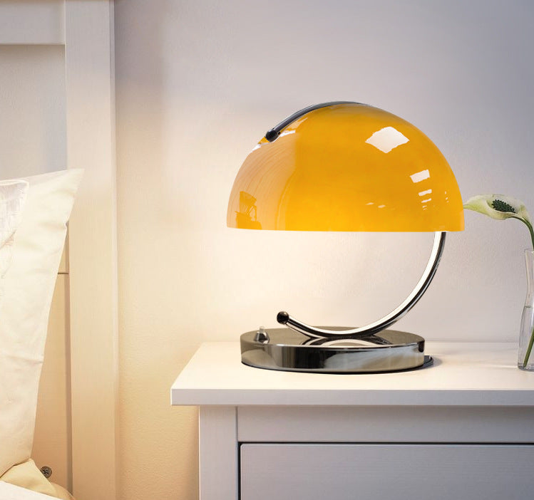 Yellow Glass Table Lamp Vintage Bauhaus Pudding Lamp