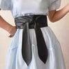 Women’s Wide Faux Leather Bow Tie Waist Belt