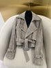 Women Suede Leather Short Trench Coat Maillard