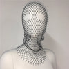 Rhinestone mesh hood women crystal net face cover festival