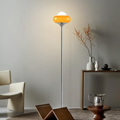 Retro Glass Floor Lamp Vintage Egg Tart Jade Shade