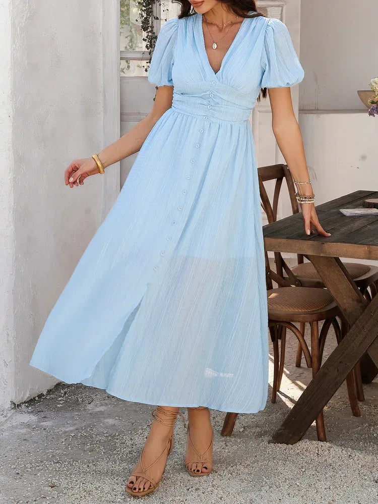baby blue puff sleeve midi maxi dress baby blue puff sleeve midi maxi dress
