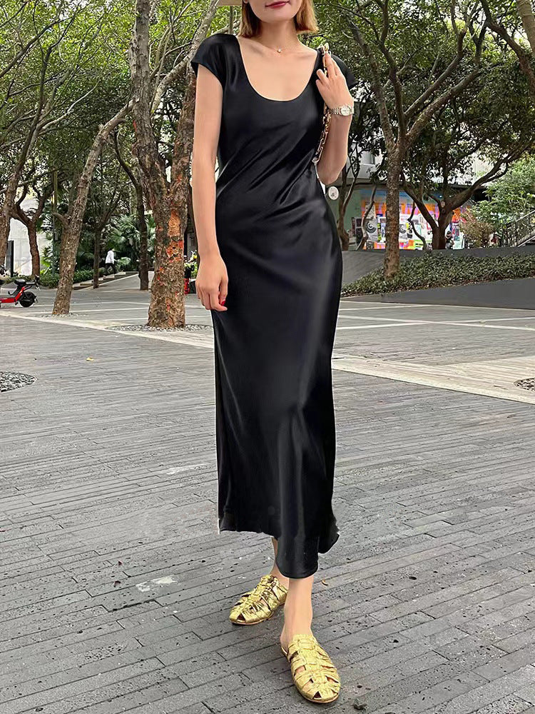 Bias Cut Satin Silk Long Dress Women Summer Maxi Triacetate