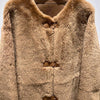Women Leather Real Fur Coat Short Shearling Round Neck Jacket