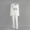 Heart print ribbed three piece women pajama set
