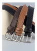 Women’s Braided Leather Belt Genuine Cowhide Silver Buckle