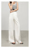 High waist women linen pants with wide leg