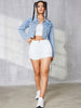 Women Drop shoulder cropped jean denim jacket