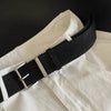 women suede leather wide belt with silver buckle
