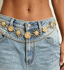 Women’s Gold Sun Medallion Waist Chain for Denim and Dresses