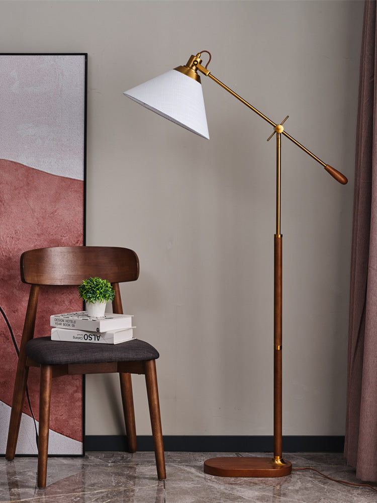 Fishing arm retro floor lamp for reading