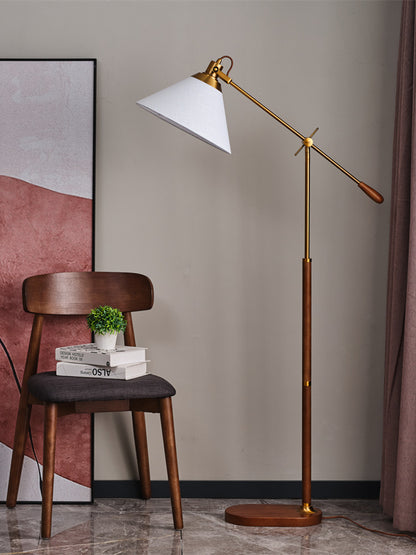 Fishing arm retro floor lamp for reading