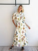 Sea print linen summer maxi dress for women