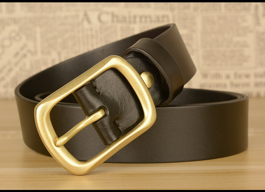Men’s Top-Grain Cowhide Belt with Solid Copper Buckle