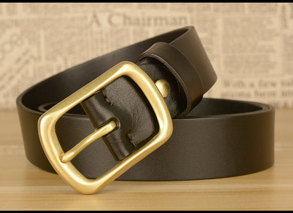 Men’s Top-Grain Cowhide Belt with Solid Copper Buckle