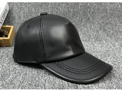 Men’s Genuine Leather Baseball Cap with Adjustable Buckle