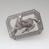 Horse Belt Buckle with Rhinestones and Stainless Steel Frame