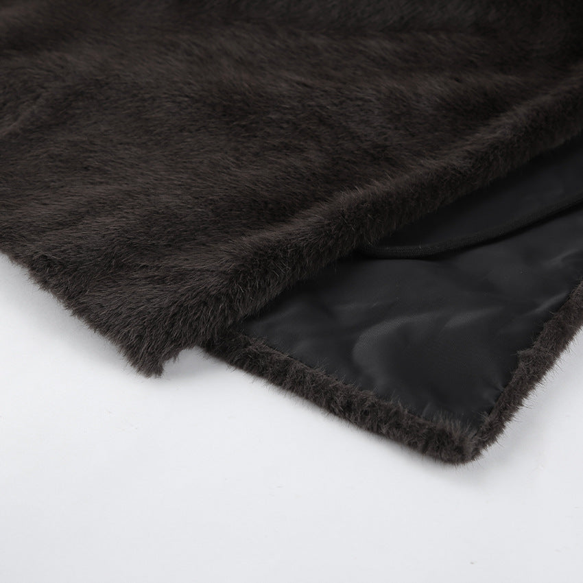 Women Faux Fur Sleeveless Vest Top High Collar