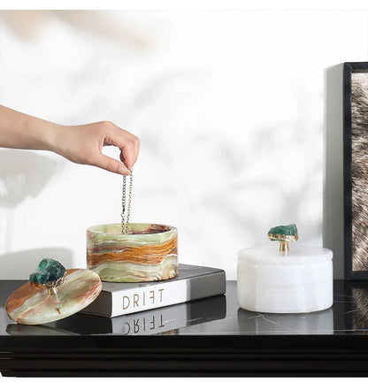 Natural Marble Jade Jewelry Storage Jar