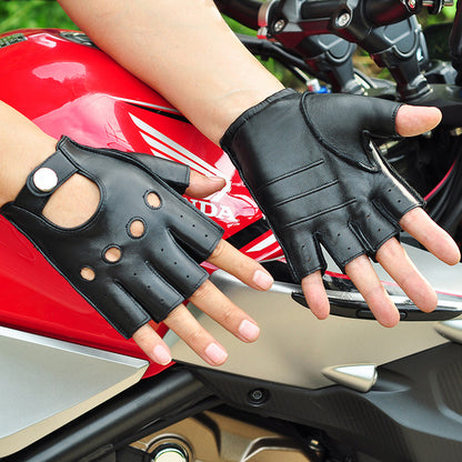 Men’s Leather Fingerless Gloves for Driving and Motorcycle Riding