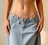 Women’s Layered Pearl Shell Waist Chain Silver Tone Body Jewelry