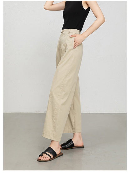 Women casual pants with cropped wide leg drape