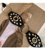 Women’s Black Studded O Ring Belt with Tie Closure