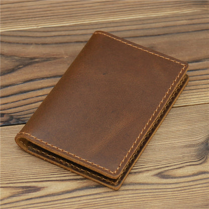 Men’s Crazy Horse Leather Card Holder Wallet in Cowhide