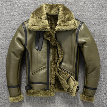 genuine shearling coat mens green